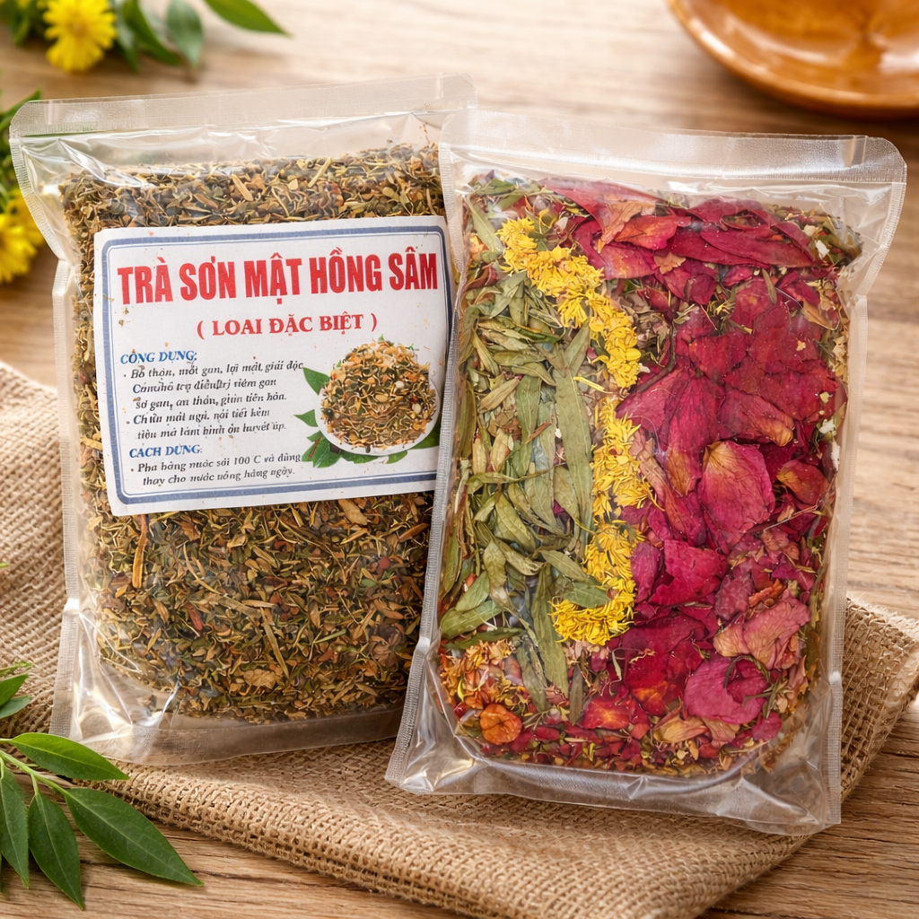 Trà Sơn Mật Hồng Sâm – Trà Thảo Mộc 7 Vị Tây Bắc