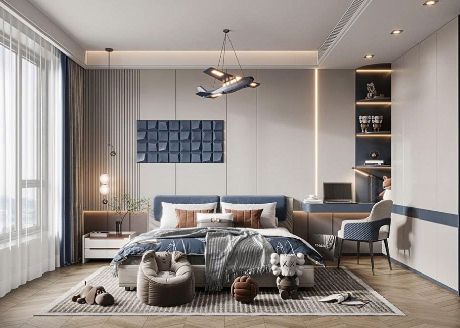 Giường gỗ tự nhiên có hộc kéo