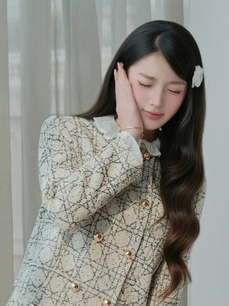 Chân váy tweed chữ A hoạ tiết