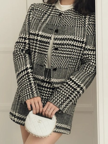 Áo khoác dạ kẻ houndstooth