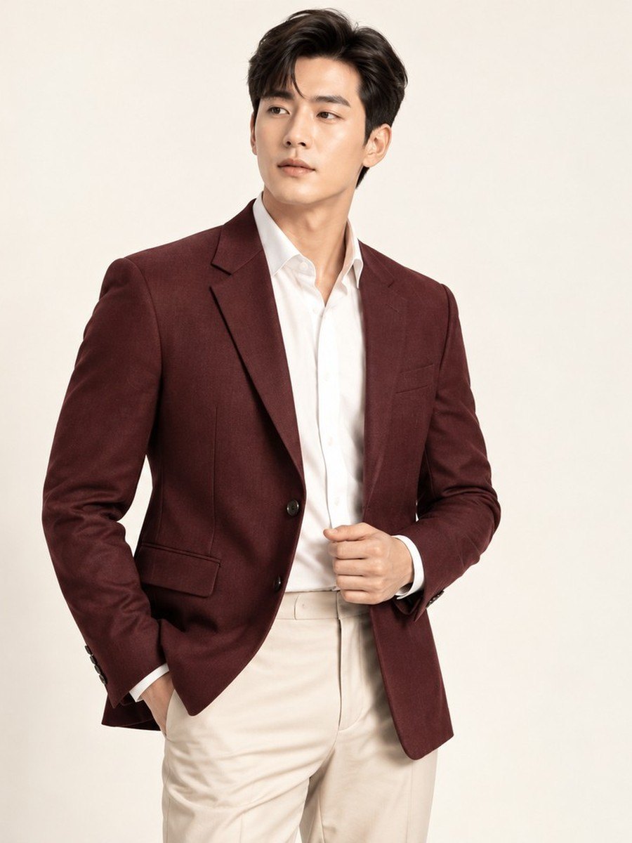 Blazer nam đỏ rượu