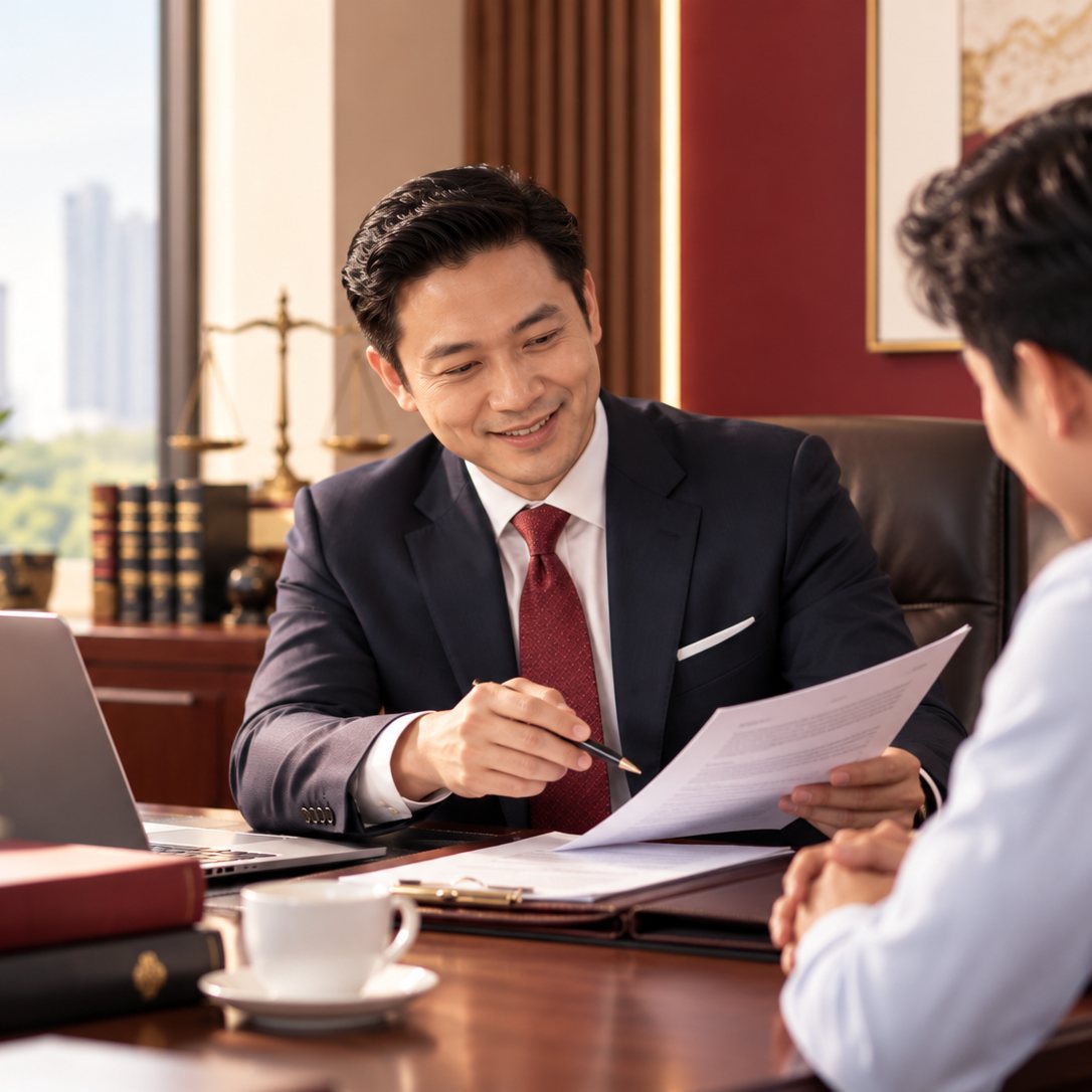 Luật sư tư vấn cho khách hàng tại văn phòng
