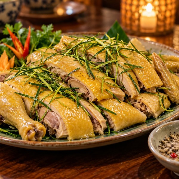 Gà ta hấp lá chanh