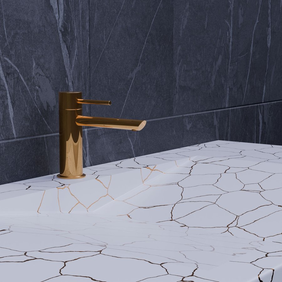 Vòi lavabo nóng lạnh Sikido F1 vàng đồng