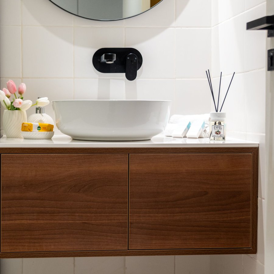 Bộ tủ chậu lavabo gương LED Sikido NK03 80 – 100cm