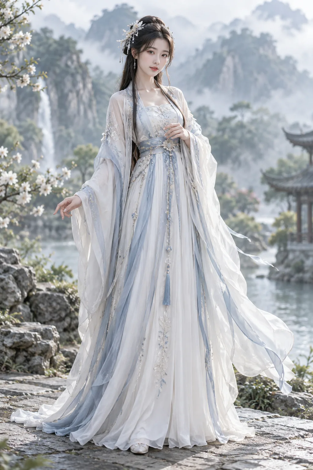 Tiên tử bạch y tay voan