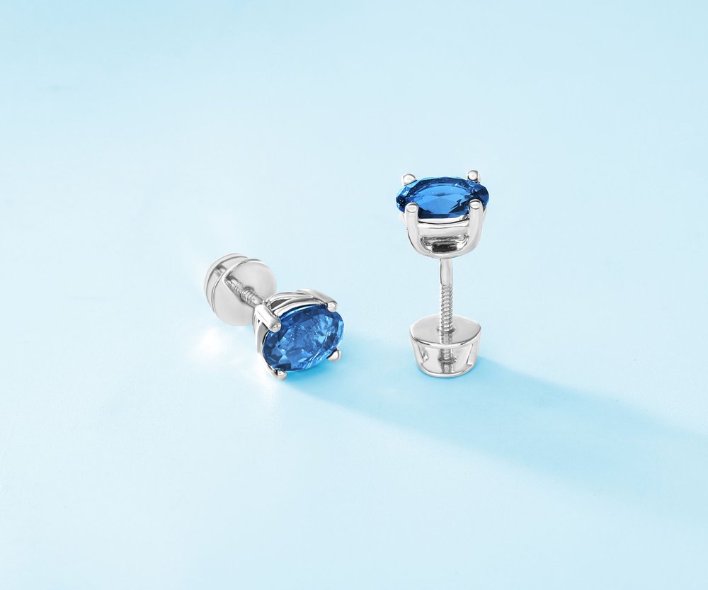 Bông tai nụ Topaz xanh