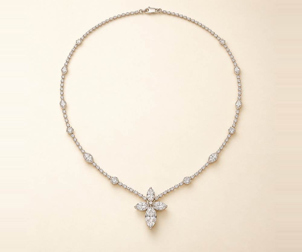 Dây chuyền hoa kim cương Marquise