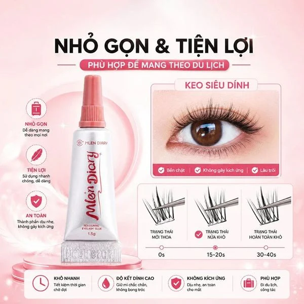 Lông Mi Giả Tự Dính Mlen Diary Lấp Lánh Đa Sắc, Không Cần Keo, Tự Nhiên Self-Adhesive Lashes (Glitter)